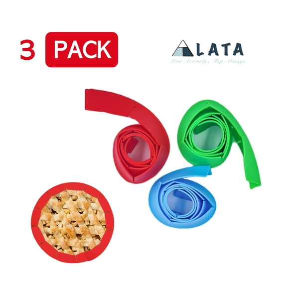 LATA 3 Pack Silicone Pie Crust Shields, Adjustable Pie Crust Protectors