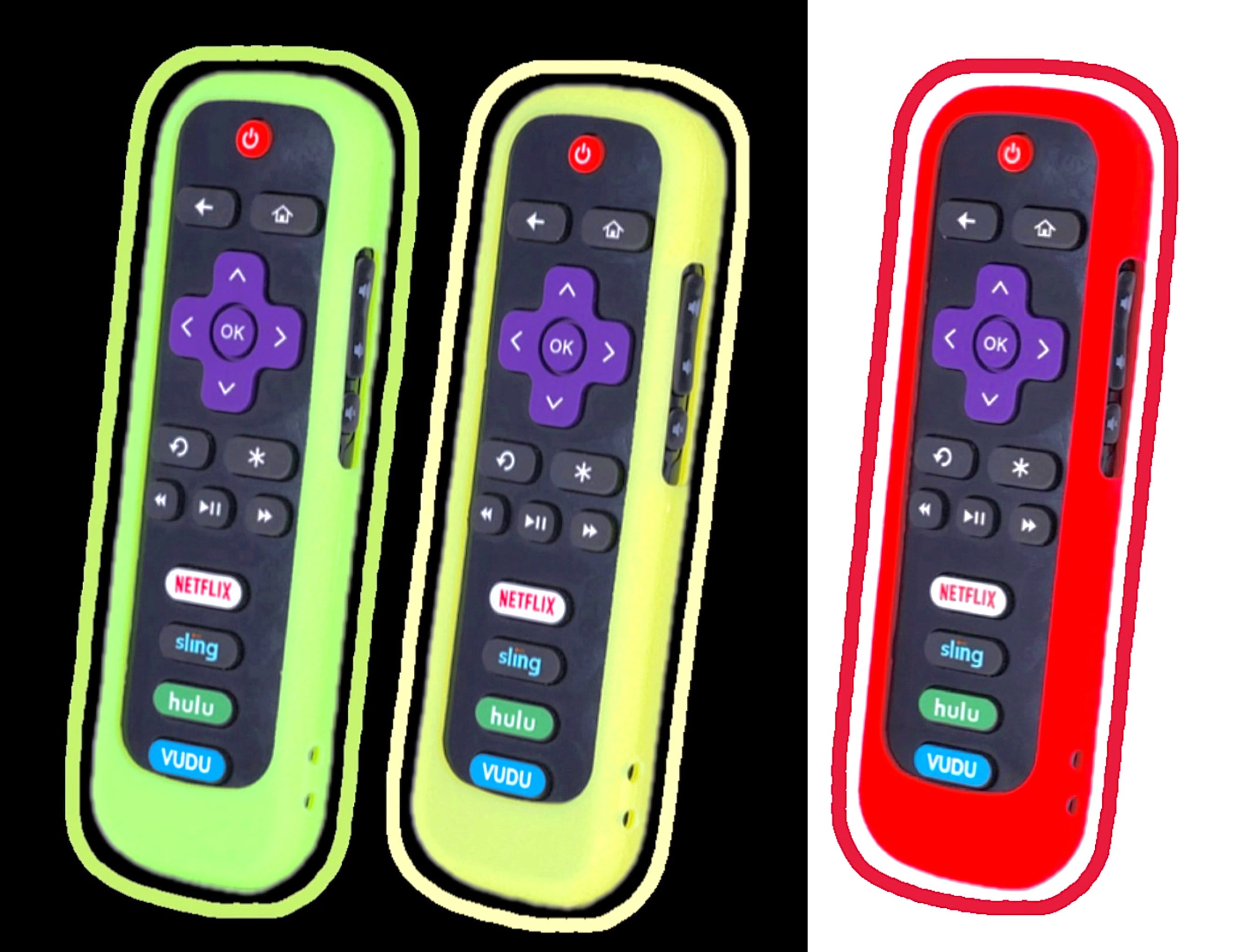 LATA 3 Packs Silicone Roku Remote Cover, Universal Version, Green