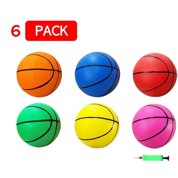 LATA 6" PVC Mini Basketballs for Indoor Hoops, Pools, and Parties - 6 Pack with Pump