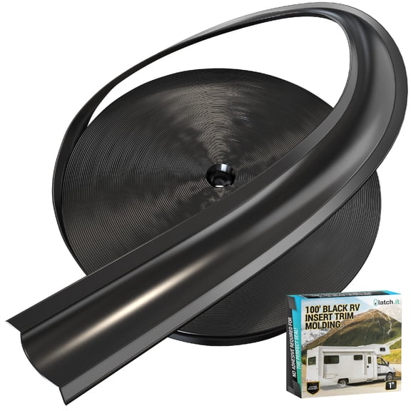 LATCH.IT 1-inch RV Trim Molding Insert Black | 100-Foot RV Weather Stripping Exterior | Camper Trim Molding Exterior | UV-Resistant & Flexible RV Weather Stripping Exterior DIYers!