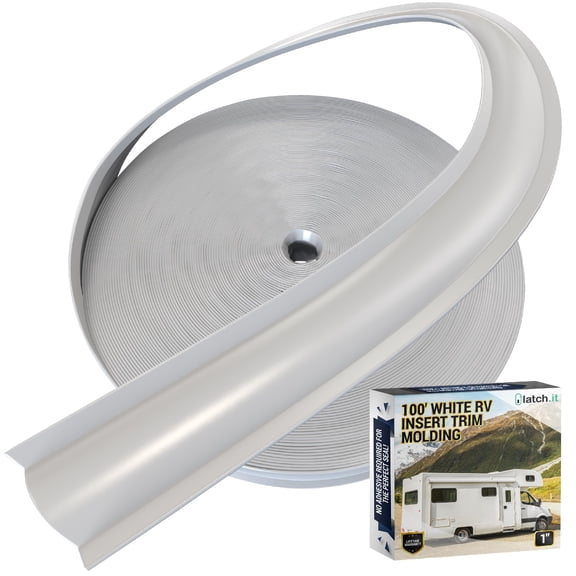 LATCH.IT 1-inch RV Trim Molding Insert White | 100-Foot RV Weather Stripping Exterior | Camper Trim Molding Exterior | UV-Resistant & Flexible RV Weather Stripping Exterior | Perfect for all DIYers!