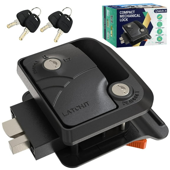 LATCH.IT Rv Door Lock Black | Camper Door Lock fits 2.75" x 3.75" Hole | 2 Keys Included RV Door Latch | All Metal Enclosed Trailer Door Latch | Camper Door Latch for Trailers, Fifth Wheels & More