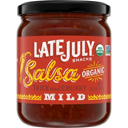 LATE JULY Snacks Organic Salsa, Mild Thick and Chunky, 15.5 oz. Jar