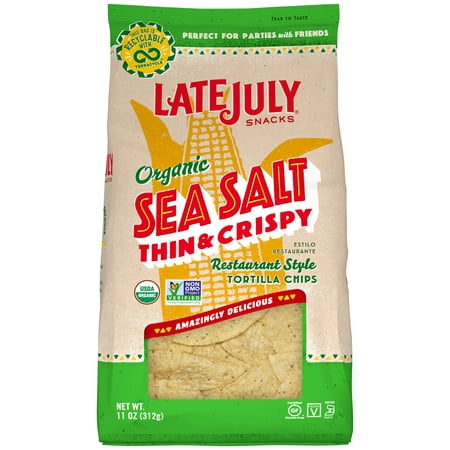 product image of LATE JULY Snacks Restaurant Style Sea Salt Thin & Crispy Tortilla Chips, 11 oz. Bag