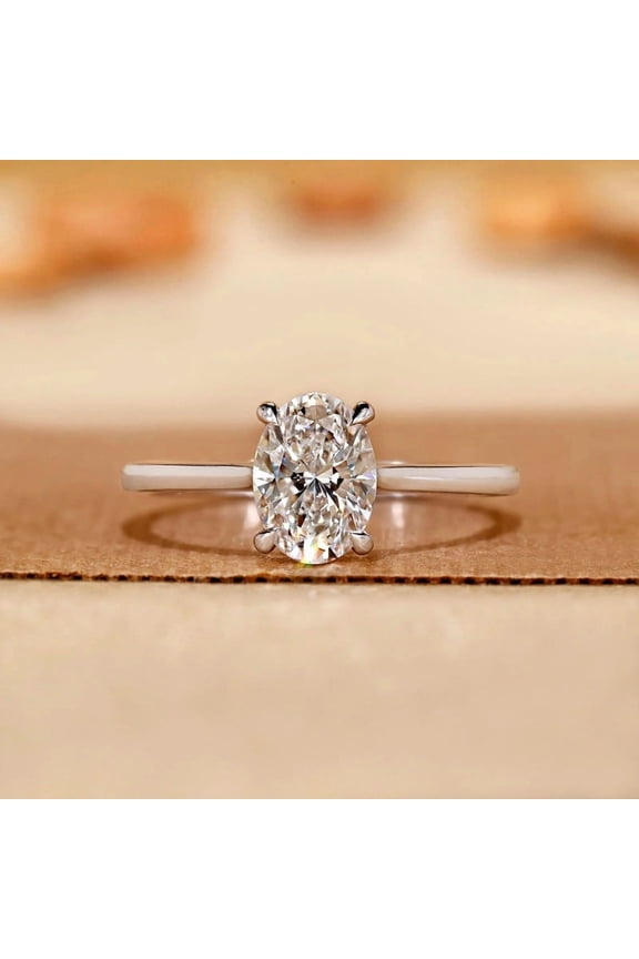 S925 Sterling Silver Moissanite Ring, Single Gemstone Ring, Minimalist Statement Ring