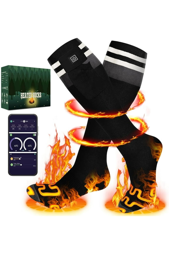 Heated Socks for Men Women,7.4V 22.2Wh Rechargeable Battery with APP Control,5 Levels Temperature Electric Socks for Camping Hunting Skiing Cycling Riding