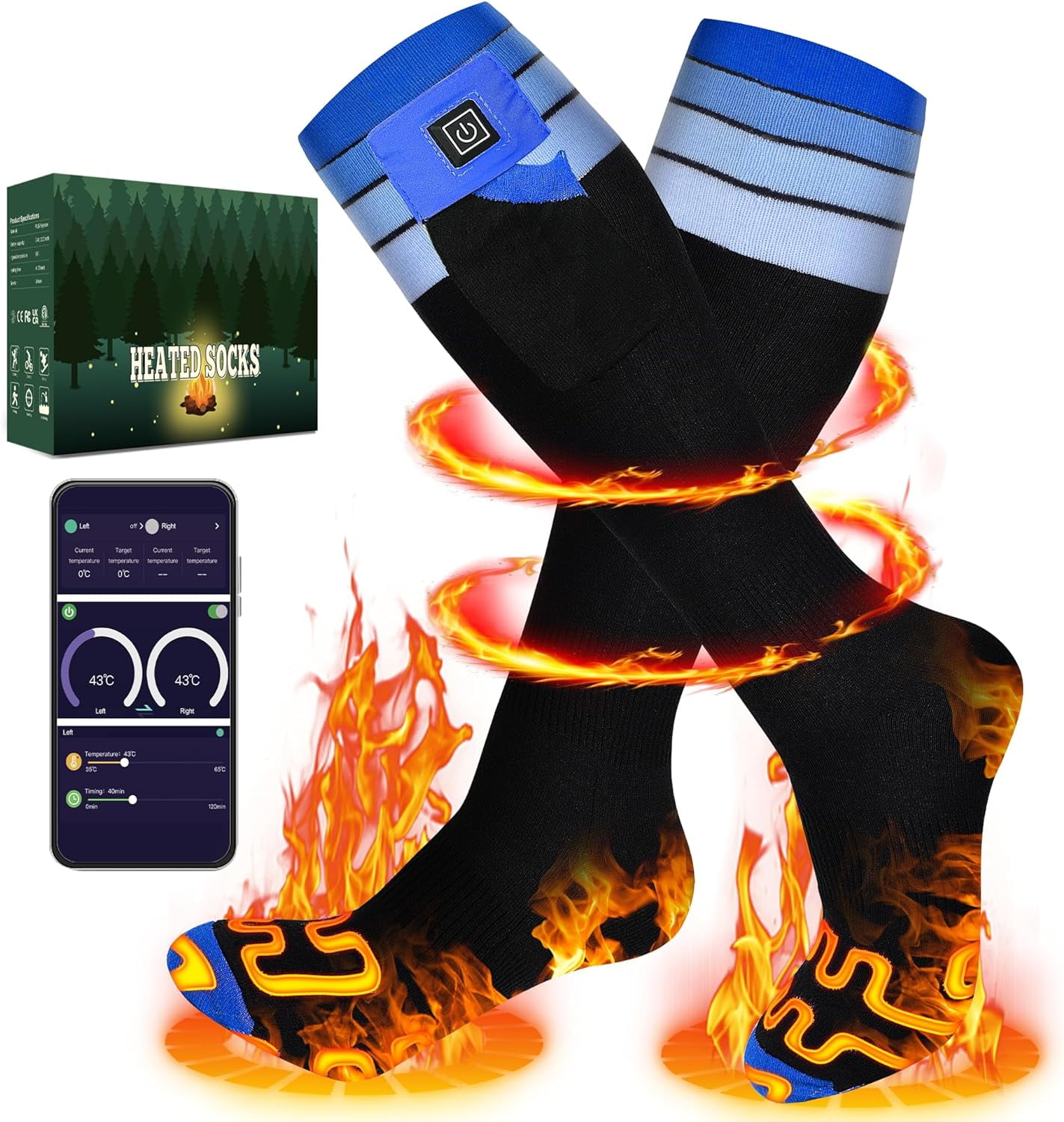 LATITOP Heated Socks for Men Women,7.4V 22.2Wh Rechargeable Battery