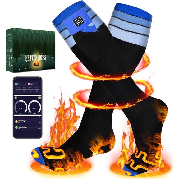 LATITOP Heated Socks for Men Women,7.4V 22.2Wh Rechargeable Battery with APP Control,5 Levels Temperature Electric Socks for Camping Hunting Skiing Cycling Riding