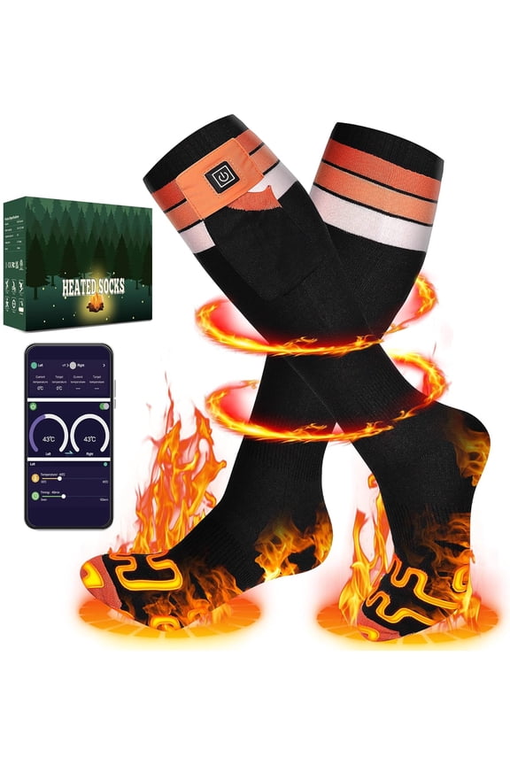 Heated Socks for Men Women,7.4V 22.2Wh Rechargeable Battery with APP Control,5 Levels Temperature Electric Socks for Camping Hunting Skiing Cycling Riding