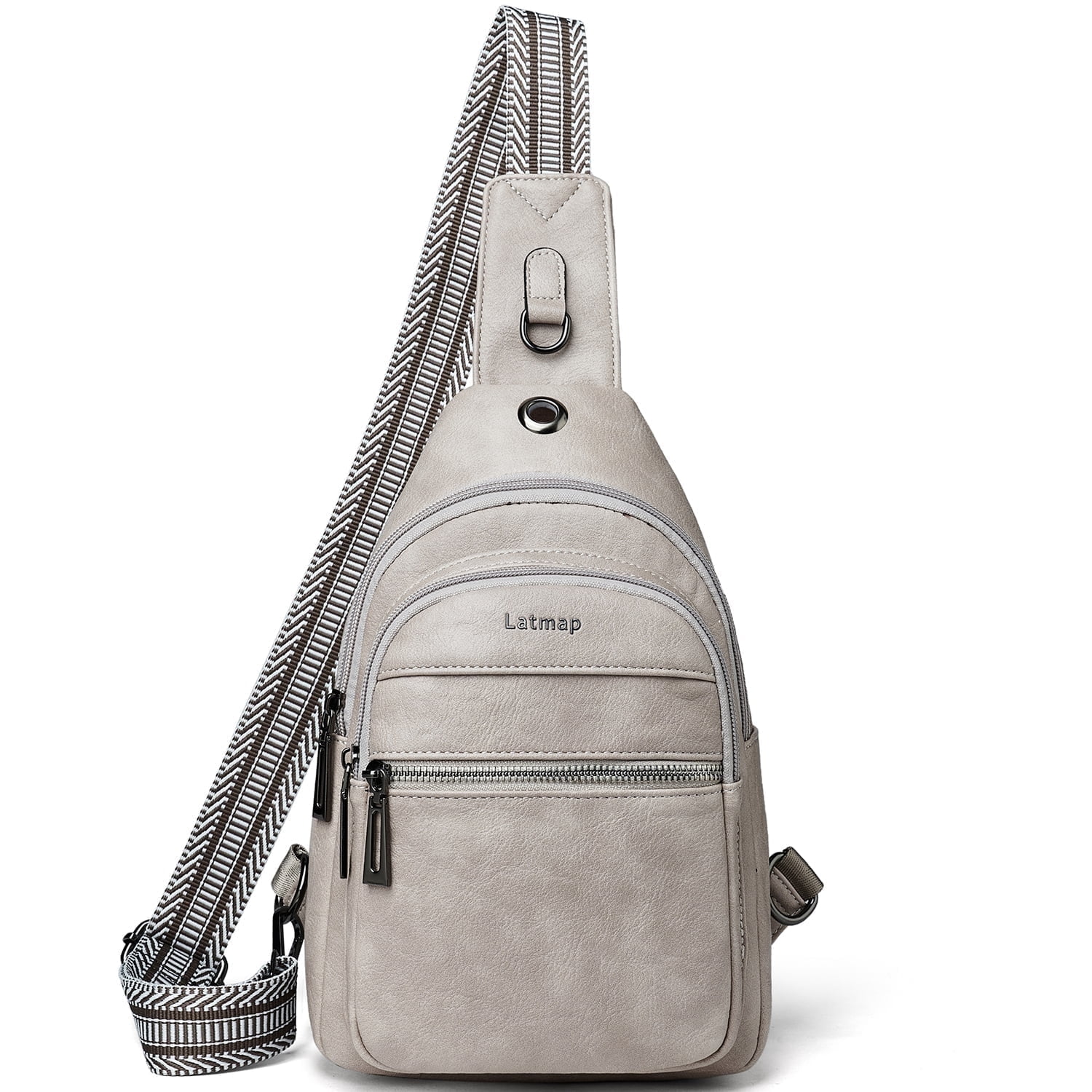 LATMAP 7L Sling Bag for Women, Faux Leather Crossbody Fanny Pack - Lightweight Chest Bag for Travel, Hiking & Shopping