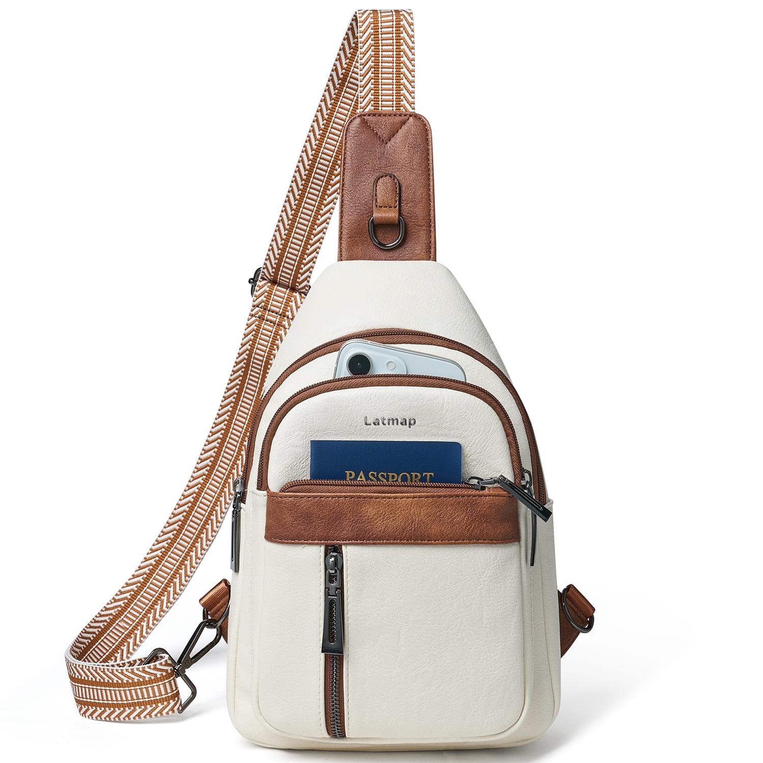 LATMAP 7L PU Leather Sling Bag,  for Travel & Daily Use, Hands-Free Unisex Chest Backpack