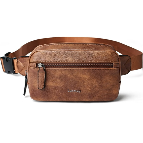 LATMAP Small Fashion Fanny Pack For Women, 2L PU Leather Waterproof Lightweight Belt Bag , Anti-Theft for Hiking Travel