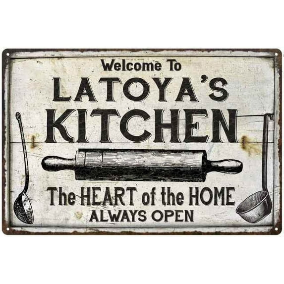 LATOYA'S Kitchen Farmhouse Sign 16 x 24 Matte Finish Metal 116240033375