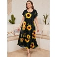 thumbnail image 1 of VEPKUL Women Summer Dresses 2025 Spring Fashion Boho Sleeve Round Neck Pocketed Loose Fit Tiered Flowy Flower35_2X, 1 of 7