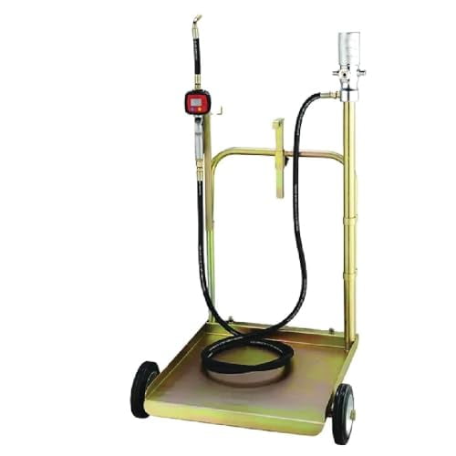 LAUCO 3:1 Air-Operated Oil Pump Kit  Digital Meter Gun, 13ft Hose, Mobile Drum Trolley & Regulator  Complete System for SAE240 Oil Transfer from 55 Gallon Barrels (Not for Gasoline or Diesel)