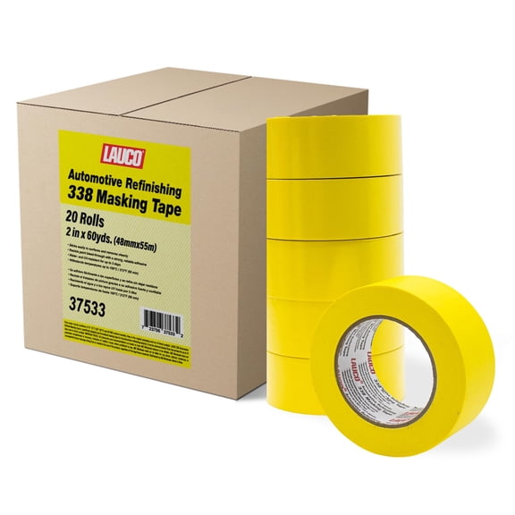 LAUCO Automotive Masking Tape 2in, 20 Rolls Yellow Painters Tape for Car Painting, High Temperature Resistant Refinishing Tape, Clean Removal No Residue, Professional Auto Body Shop Masking Tape Bulk