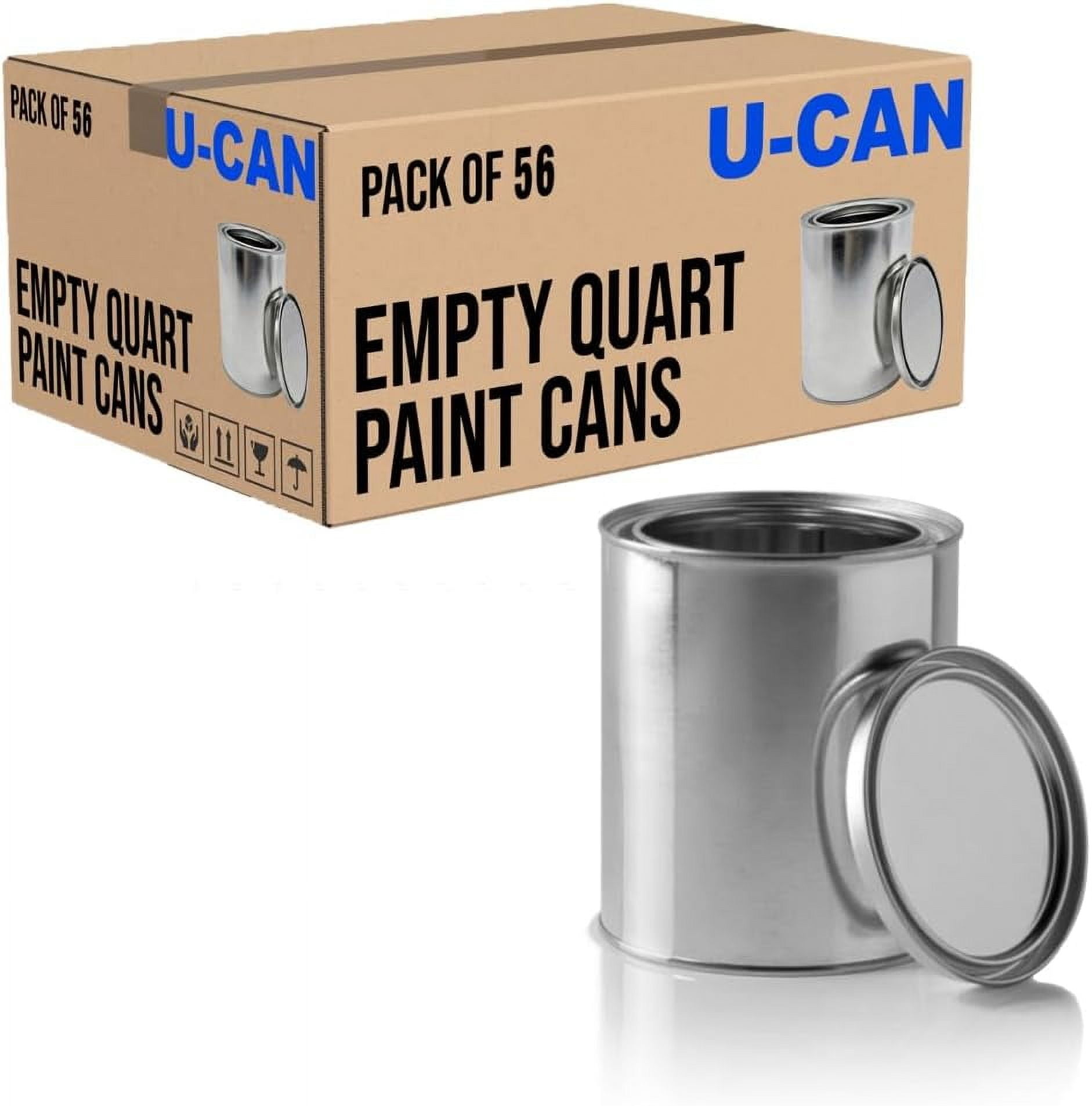 LAUCO Bulk Empty Quart Paint Cans with Lids - Box of 56 - Multi-Purpose ...