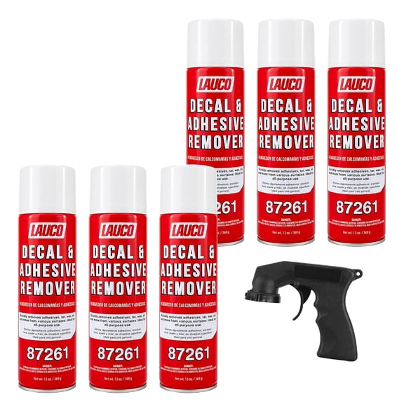 LAUCO Decal & Adhesive Remover 13 oz Aerosol Spray Removes Stickers, Tar, Wax, Oil, Bugs, Sap Safe on Cured Paint, Vinyl & Fabrics Single & Multi-Pack Option (6)