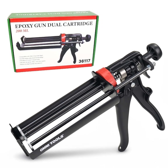 LAUCO Epoxy Gun Dual Cartridge 200 ml, Dual Cartridge Epoxy Gun, Manual Dual Cartridge Epoxy Gun for Panel Bonding Adhesive Applicator, Fillers, Structural Epoxy, Plastic Repair Adhesives (Black)