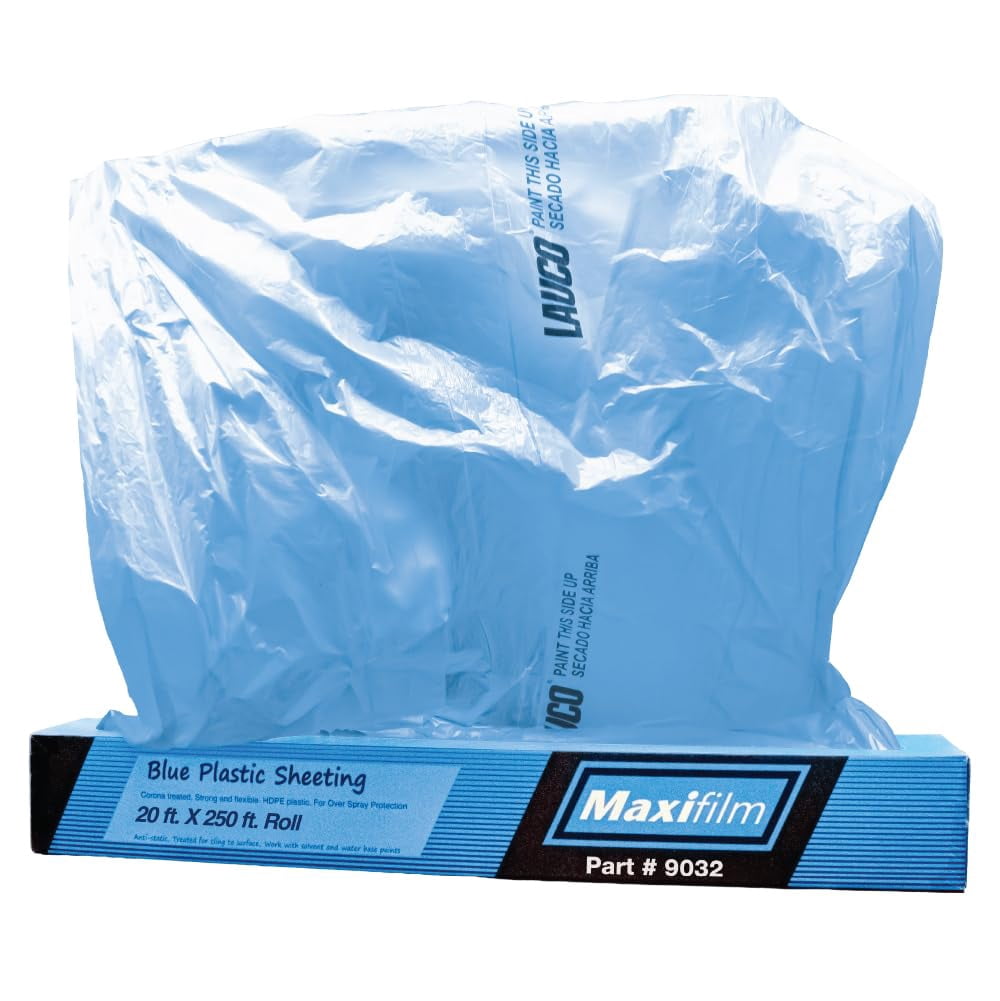 LAUCO MAXIFILM 20ft x 250 ft Roll of Blue Overspray Paintable Plastic ...