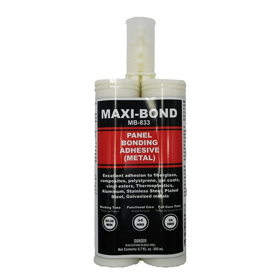 LAUCO Maxi-Bond Panel Bonding Adhesive (Metal) - Two Part Epoxy Adhesive, Non-Sagging, Fiberglass, Wood, Gel Coats, Stainless Steel, Aluminum, Wood & More 200ml/6.75fl fl oz. (MB-833)