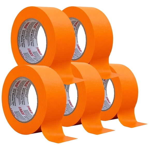 LAUCO Orange Masking Tape 2 in x 60 Yd, 5 Rolls, Automotive Painting, High Adhesion Autobody Painters Tape, UV, Moisture & Heat Resistant, No Residue, Multi-Purpose for Collision Repair 19542