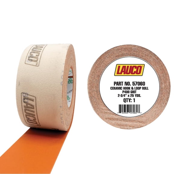 LAUCO Premium 400 Grit Ceramic Grain Hook & Loop Sanding Roll Each 2.75" x 25 Yard - Hook & Loop Continuous Longboard Sandpaper for Automotive and Woodworking