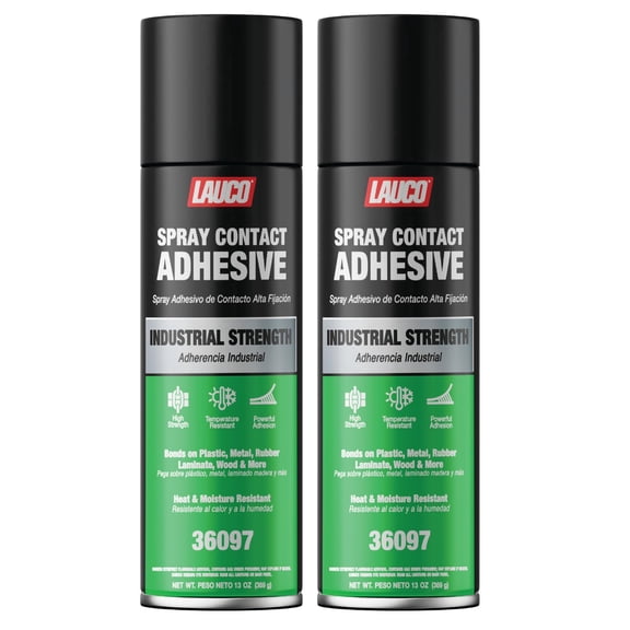 LAUCO Spray Adhesive Contact 13oz, Pack of 2, Industrial Strength Heavy Duty Glue for Wood, Metal, Plastic & Rubber, Heat & Moisture Resistant Fast Bond Multi-Surface Spray Adhesive