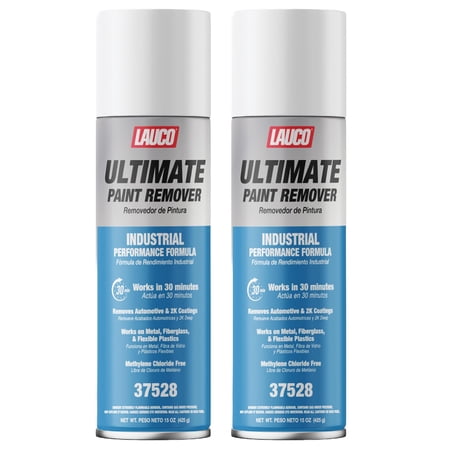 LAUCO Ultimate Paint Remover Spray (Pack of 2) Industrial Strength Fast Acting Paint Stripper Removes Automotive Coatings 2K Finishes Works on Metal Fiberglass and Chloride Free 37528
