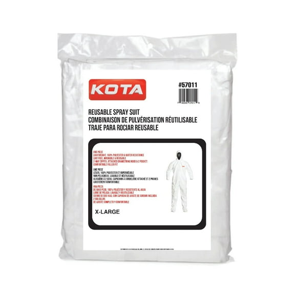 LAUCO White Polyester Reusable & Washable Paint Coverall Spray Suit With Hood Size: XL, Units: 1