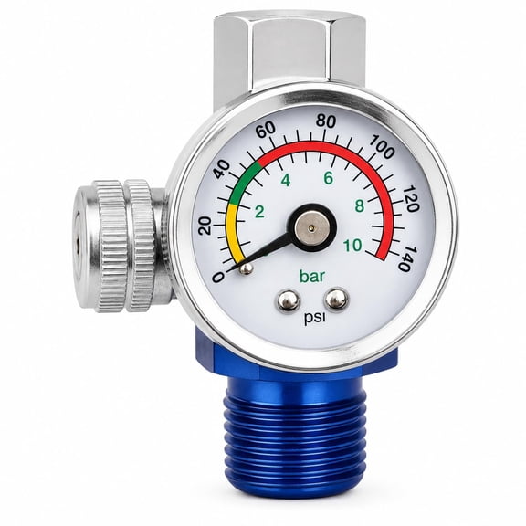 LAUCO 1/4-inch Adjustable Air Pressure Regulator with Gauge, Pneumatic Tool & Spray Gun Pressure Control Valve (0-160 PSI) 1677