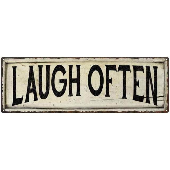 LAUGH OFTEN Farmhouse Style Wood Look Sign Gift 6x18 Metal Decor 106180028212