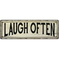 thumbnail image 1 of LAUGH OFTEN Farmhouse Style Wood Look Sign Gift 6x18 Metal Decor 206180028212, 1 of 1