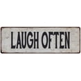 thumbnail image 1 of LAUGH OFTEN Vintage Look Rustic 6x18 Metal Sign Chic Retro 106180035099, 1 of 1