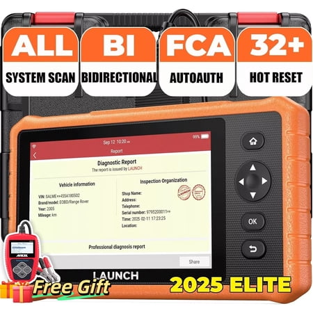 LAUNCH Automitive Bidirectional Scan Tool, All System Car OBD2 Scanner for All Cars with 32+ Resets, Active Test, FCA Autoauth, EPB/Oil Reset, 2-Year Free Update (Free Gift: BA101 Car Battery Tester)
