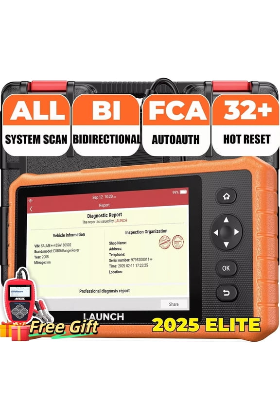 Automitive Bidirectional Scan Tool, All System Car OBD2 Scanner for All Cars with 32+ Resets, Active Test, FCA Autoauth, EPB/Oil Reset, 2-Year Free Update (Free Gift: BA101 Car Battery Tester)