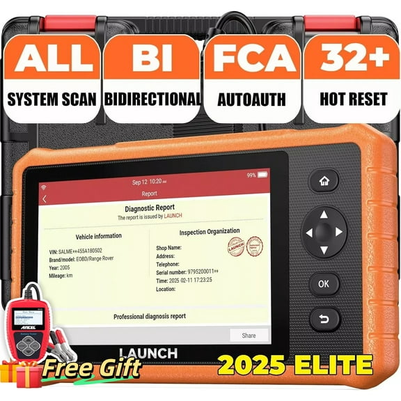 LAUNCH Automitive Bidirectional Scan Tool, All System Car OBD2 Scanner for All Cars with 32+ Resets, Active Test, FCA Autoauth, EPB/Oil Reset, 2-Year Free Update (Free Gift: BA101 Car Battery Tester)