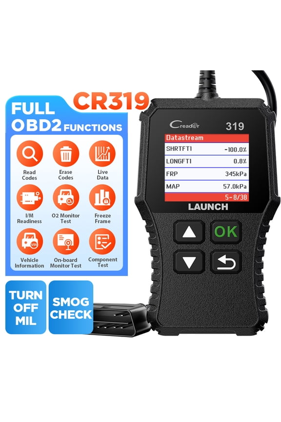 CR319 OBD2 Scanner Engine Fault Code Reader Car Diagnostic Scan Tool with Full OBD2 Functions DTC Lookup