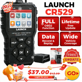 LAUNCH CR529 OBD2 Scanner Car Diagnostic Scan Code Reader Clear Codes, Check Engine Light One-Click I/M, Full OBDII Functions DTC Lookup for DIYers