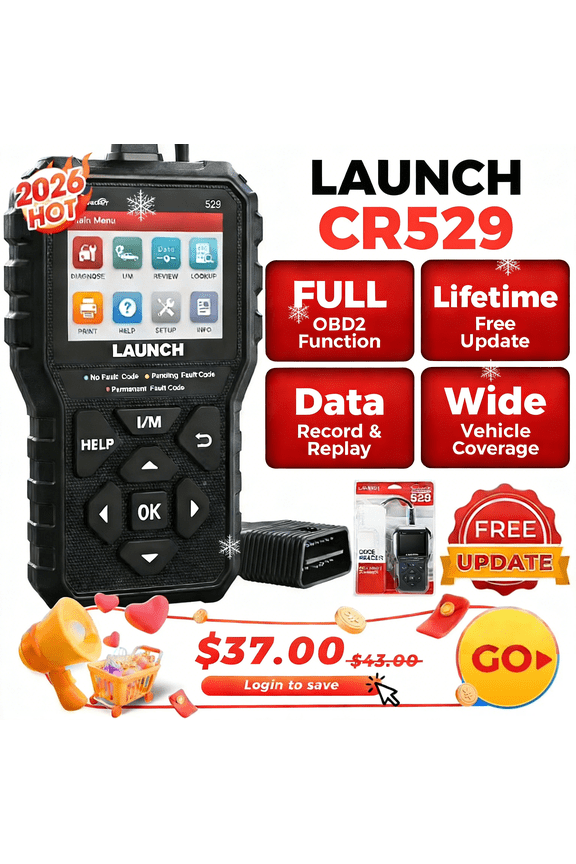 CR529 OBD2 Scanner Car Diagnostic Scan Code Reader Clear Codes, Check Engine Light One-Click I/M, Full OBDII Functions DTC Lookup for DIYers