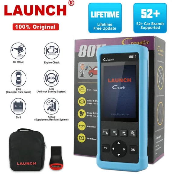LAUNCH CR8011 Automotive OBD2 Scanner Diagnostic Tool, 12V Car Code Reader Check ABS SRS System Diagnoses with BMS & EPB &Oil Light Reset Diagnostic Scanner Tool, LCD Screen, Free Update