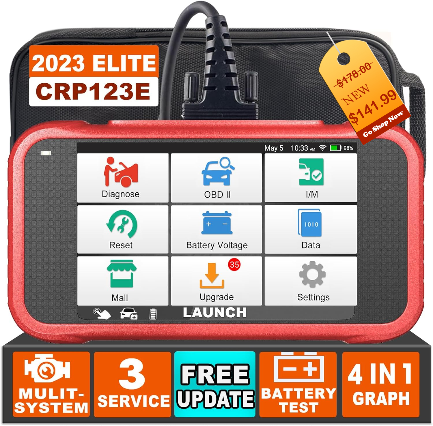 LAUNCH CRP123E OBD2 Scanner Car Diagnostic Scan Tool Check Engine Fault