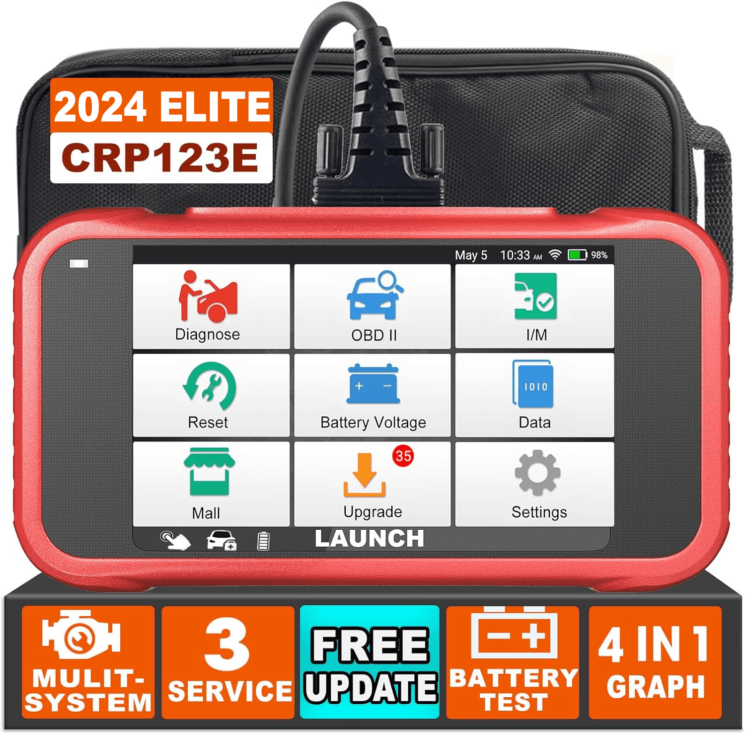 LAUNCH CRP123E OBD2 Scanner Car Diagnostic Scan Tool Check Engine Fault Code Reader with Oil