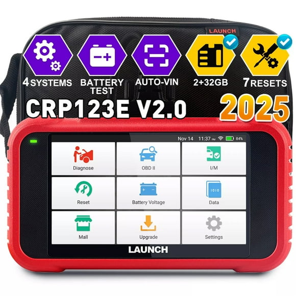 LAUNCH CRP123E V2.0 OBD2 Scanner Car Diagnostic Scan Tool Check Engine Fault Code Reader with Oil Reset, SAS Reset, Throttle Adaptation, Battery Test, Auto VIN