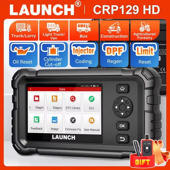LAUNCH CRP129 HD 24V OBD Diesel Truck Diagnostic Tool HGV 24V Truck All System for Speed Limit Adjust DPF Diesel Scanner