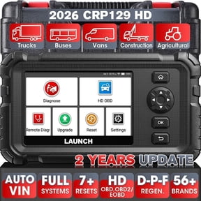 LAUNCH CRP129 HD Heavy Duty Truck Scanner Full System Diesel Diagnostic Scan Tool with 7 Reset Service, D-P-F, Speed Limit Adjust, Truck Code Reader for Heavy Truck Pickup Tractor Semi Trucks