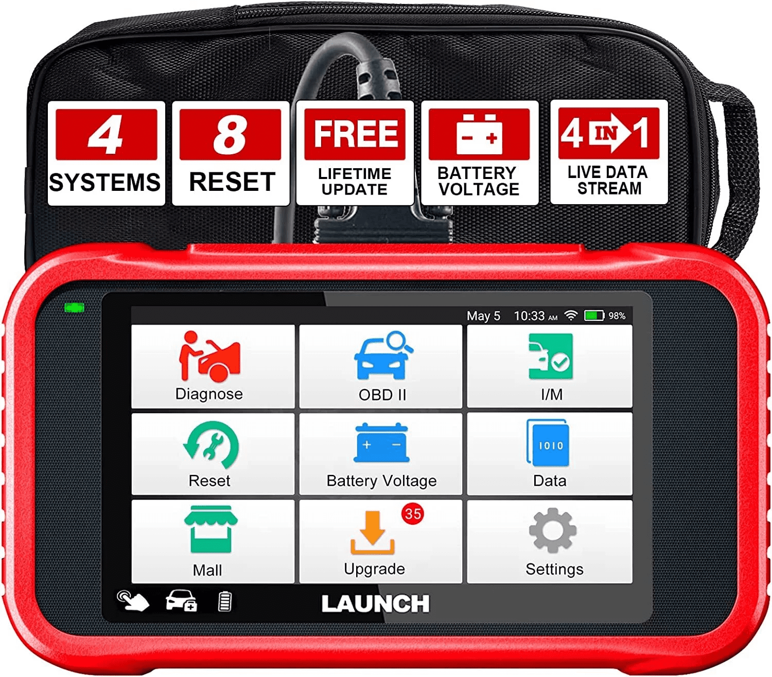 Launch OBD2 Scanner CRP129E - Engine/ABS/SRS/Transmission Diagnostic Scan Tool with Oil Service/EPB/TPMS/SAS/Throttle Body Reset