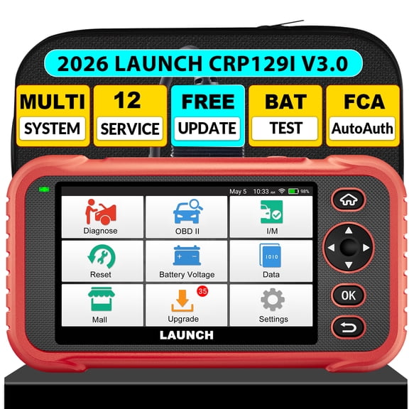 LAUNCH CRP129I OBD2 Car Diagnostic Scanner, 2024 Vehicle Scan Tool, Code Reader with 8 Reset TPMS/Oil/EPB/SAS/Throttle Reset, Free WiFi Update, Battery Test
