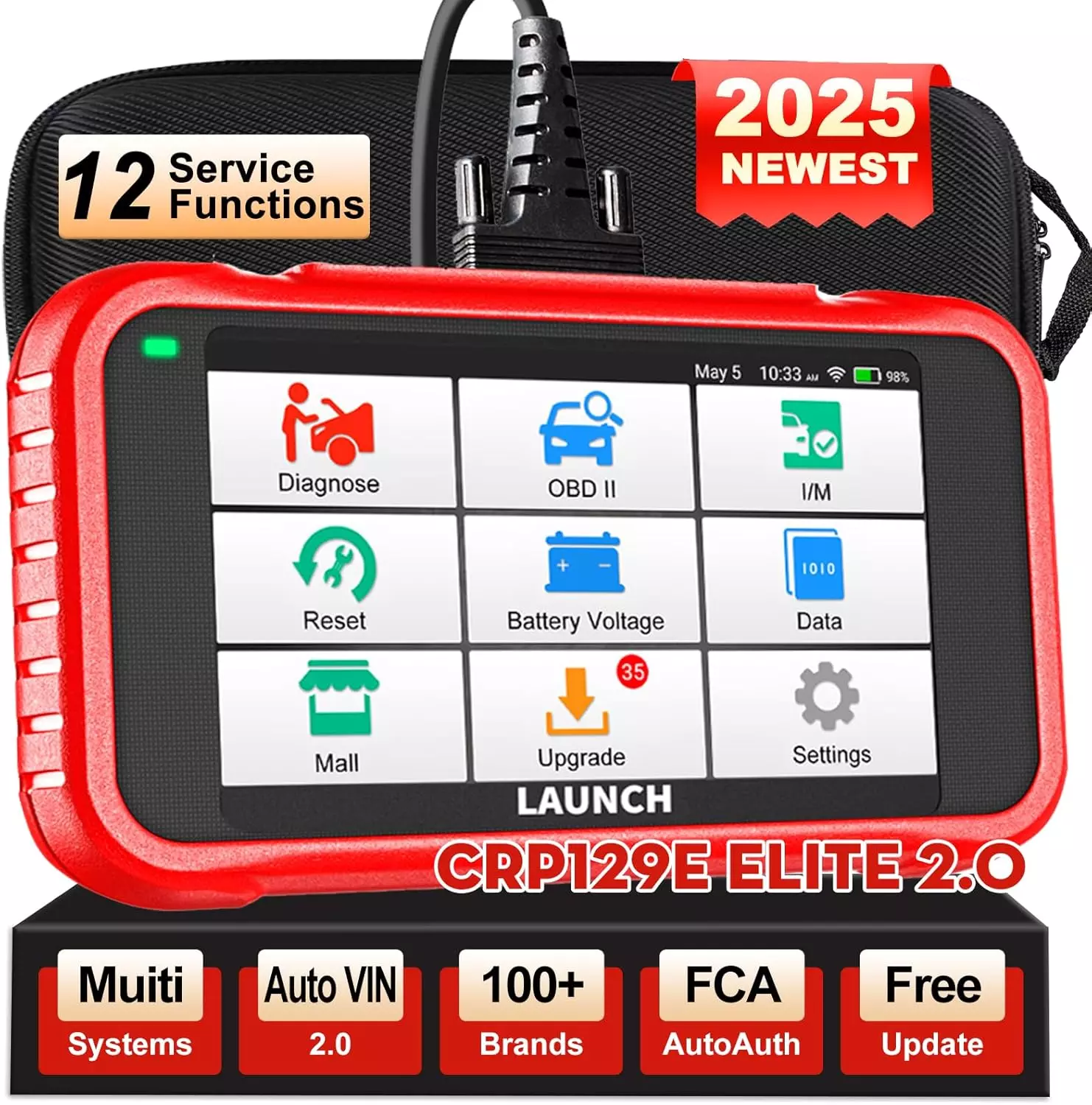 LAUNCH CRP129I V2.0 OBD2 Scanner, Car Diagnostic Scan Tool Engine ...