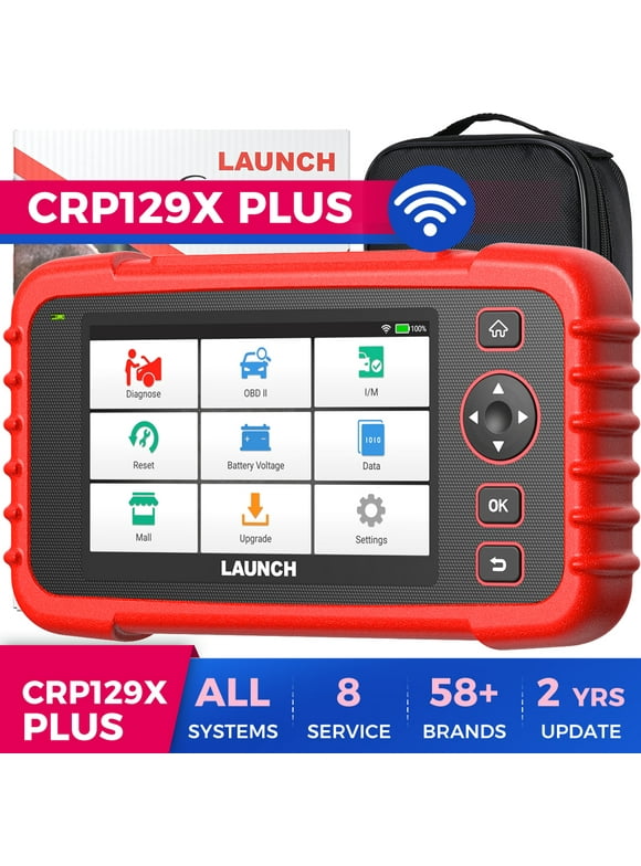 LAUNCH CRP129X PLUS Car Diagnostic OBD2 Scanner All System Diagnoses, 8 Hot Services, Oil Reset/Injector Coding/Throttle/SAS/Brake/BMS/TPMS Reset, 2-Year Updates